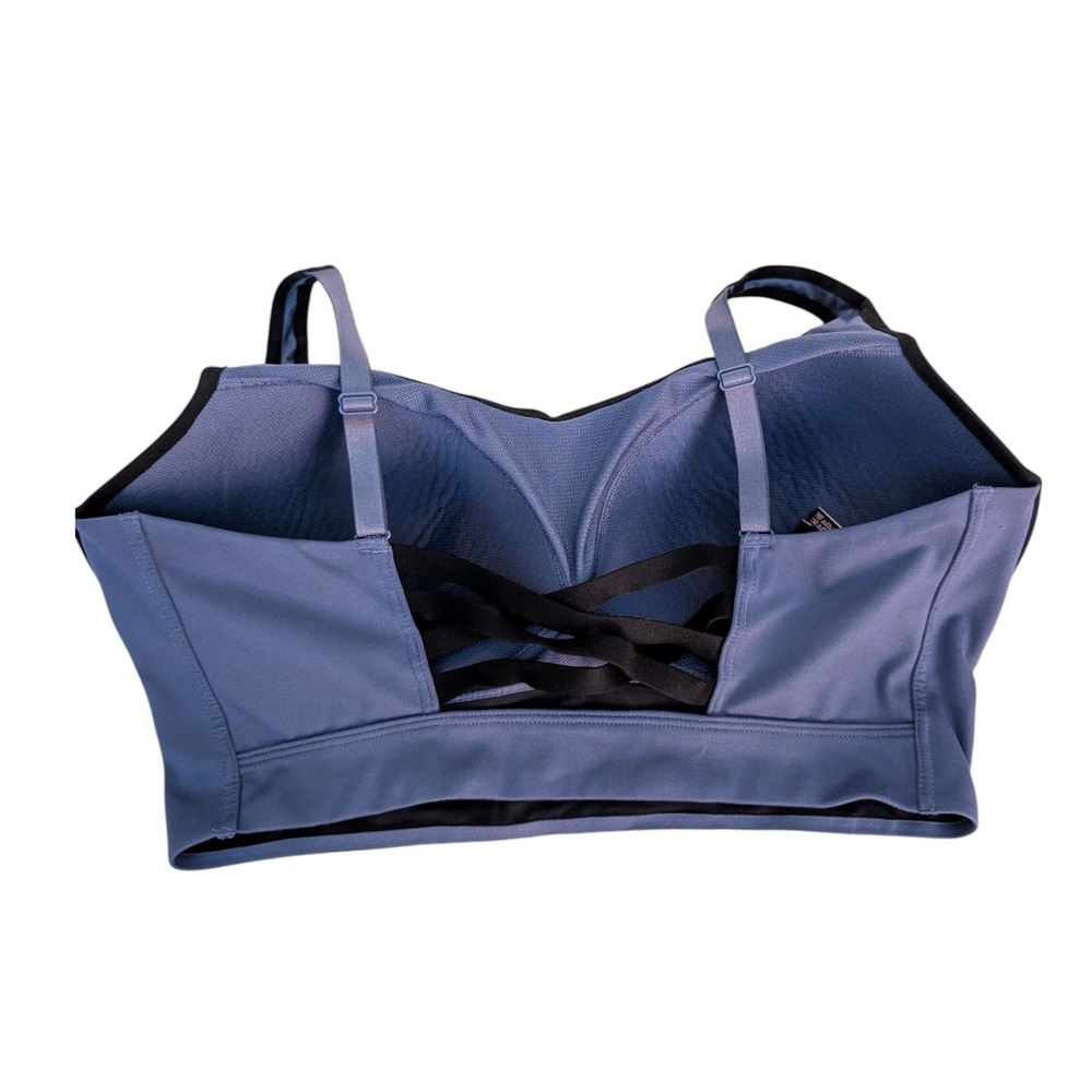 Victoria's Secret Sport Bra Black Blue Strappy Back Adjustable Size 38DDD - Picture 2 of 3